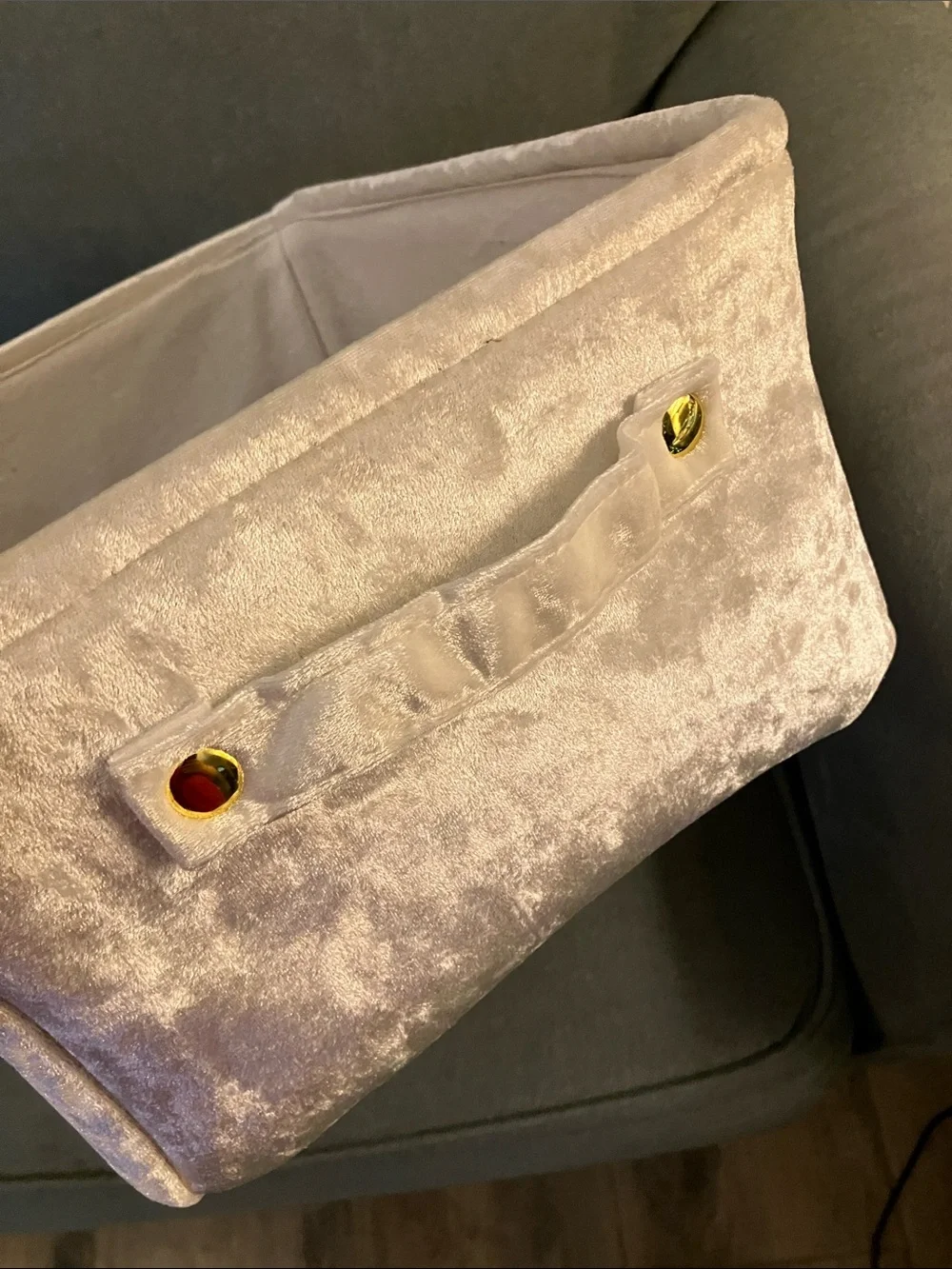 🩷Juicy Couture crushed velvet logo storage bin with handles NWT